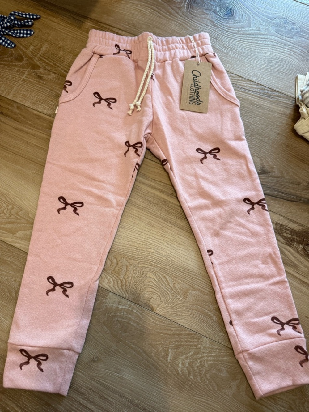 Kids Pink Joggers with Bow Motif